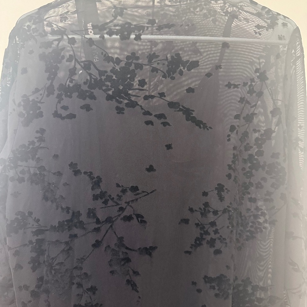 Black mesh floral dress
